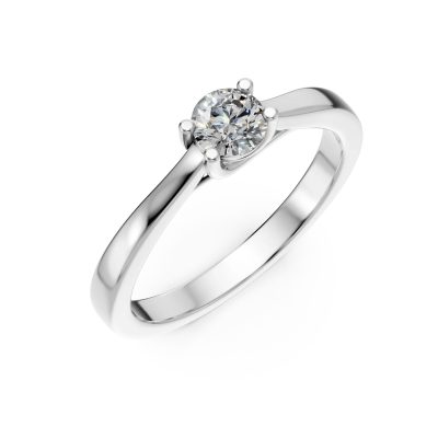 Inel de logodna din aur alb cu un diamant solitaire de 0.34ct