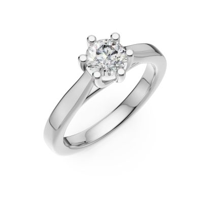 Inel de logodna din aur alb cu un diamant solitaire de 0.34ct
