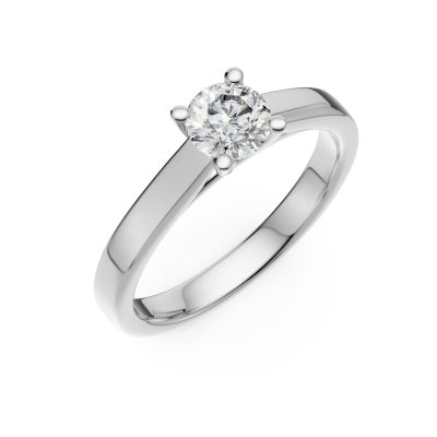 Inel de logodna din aur alb cu un diamant solitaire de 0.34ct