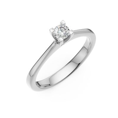 Inel de logodna din aur alb cu un diamant solitaire de 0.3ct