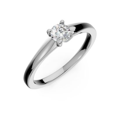 Inel de logodna din aur alb cu un diamant solitaire de 0.3ct