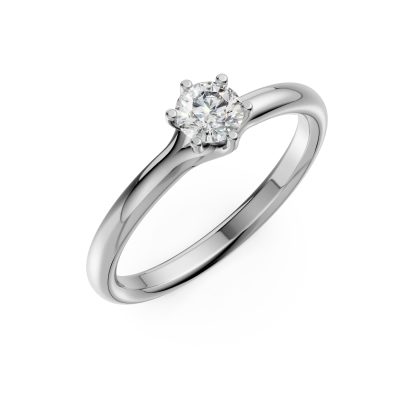 Inel de logodna din aur alb cu un diamant solitaire de 0.3ct