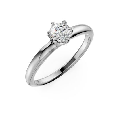 Inel de logodna din aur alb cu un diamant solitaire de 0.3ct