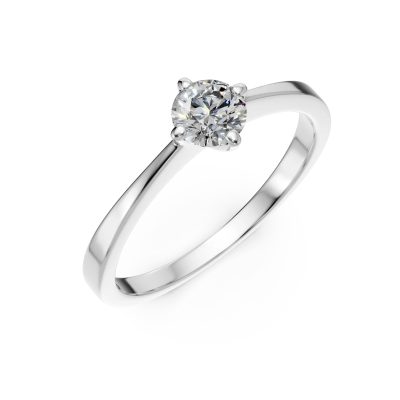 Inel de logodna din aur alb cu un diamant solitaire de 0.4ct