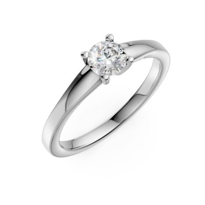 Inel de logodna din aur alb cu un diamant solitaire de 0.4ct
