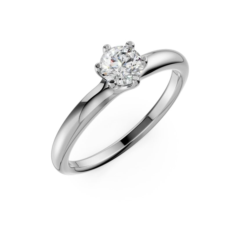 Inel de logodna din aur alb cu un diamant solitaire de 0.57ct