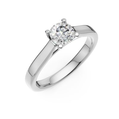Inel de logodna din aur alb cu un diamant solitaire de 0.5ct