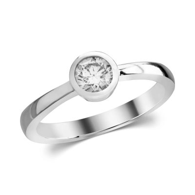 Inel de logodna din aur alb cu un diamant solitaire de 0.5ct