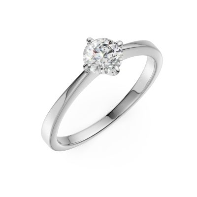Inel de logodna din aur alb cu un diamant solitaire de 0.5ct