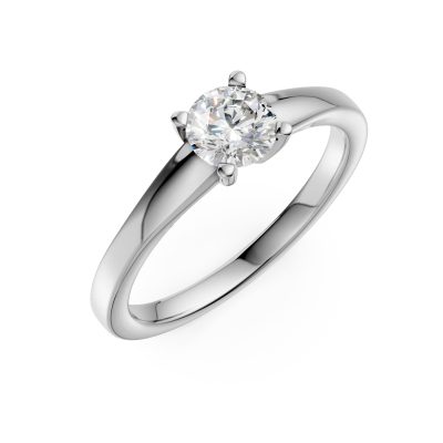 Inel de logodna din aur alb cu un diamant solitaire de 0.5ct