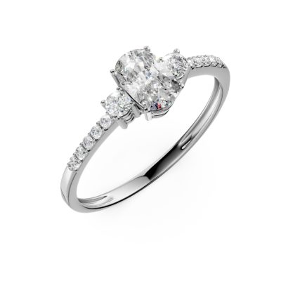 Inel de logodna din aur alb cu zirconia microsetting