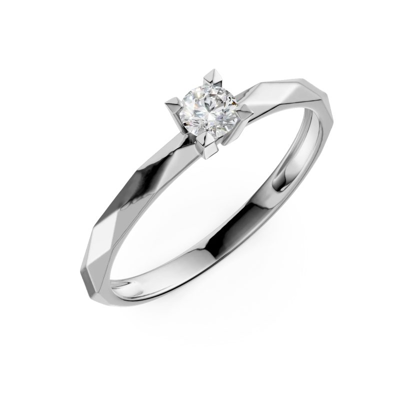 Inel de logodna din aur alb cu zirconia solitaire