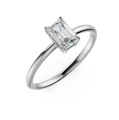Inel de logodna din aur alb cu zirconia solitaire