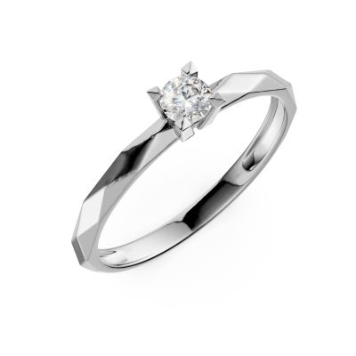 Inel de logodna din aur alb cu zirconia solitaire