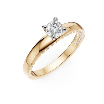 Inel de logodna din aur galben cu diamant de 0.2ct si diamante de 0.2ct
