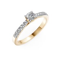 Inel de logodna din aur galben cu diamant de 0.3ct si diamante de 0.1ct