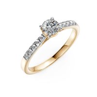 Inel de logodna din aur galben cu diamant de 0.4ct si diamante de 0.14ct