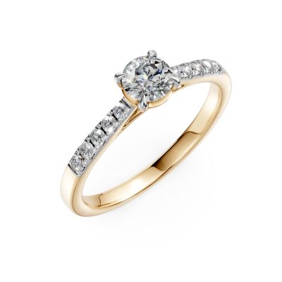 Inel de logodna din aur galben cu diamant de 0.4ct si diamante de 0.1ct