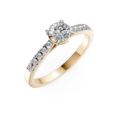 Inel de logodna din aur galben cu diamant de 0.5ct si diamante de 0.1ct
