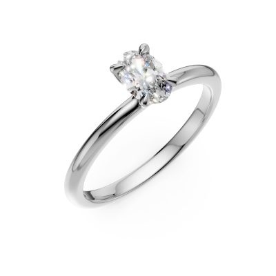 Inel de logodna din aur galben cu diamant oval de 0.4ct