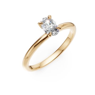 Inel de logodna din aur galben cu diamant oval de 0.4ct