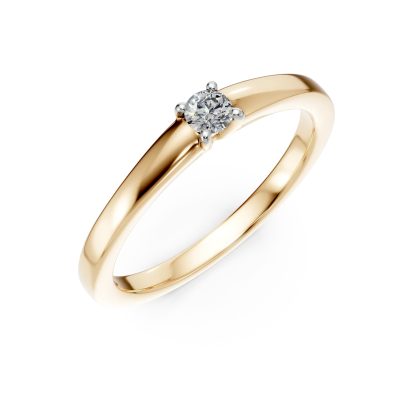 Inel de logodna din aur galben cu diamant solitaire de 0.1ct