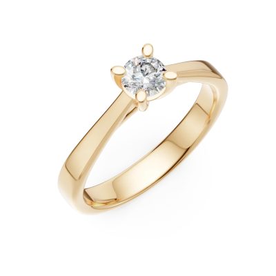 Inel de logodna din aur galben cu diamant solitaire de 0.2ct