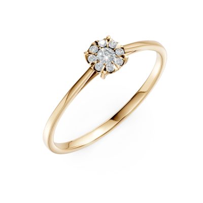 Inel de logodna din aur galben cu diamante de 0.1ct