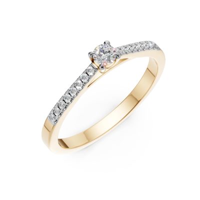 Inel de logodna din aur galben cu diamante de 0.2ct