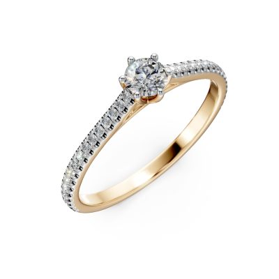 Inel de logodna din aur galben cu un diamant de 0.2ct si diamante de 0.15ct
