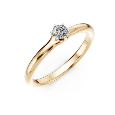 Inel de logodna din aur galben cu un diamant solitaire de 0.14ct