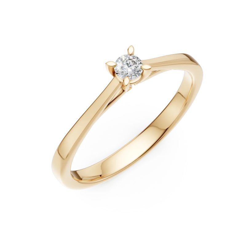 Inel de logodna din aur galben cu un diamant solitaire de 0.15ct