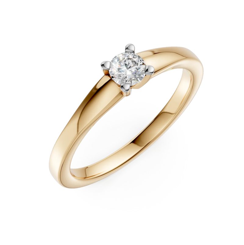 Inel de logodna din aur galben cu un diamant solitaire de 0.195ct