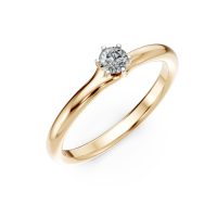 Inel de logodna din aur galben cu un diamant solitaire de 0.1ct