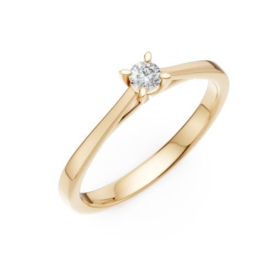 Inel de logodna din aur galben cu un diamant solitaire de 0.1ct