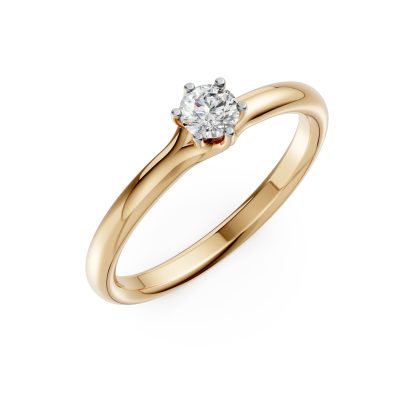Inel de logodna din aur galben cu un diamant solitaire de 0.2ct