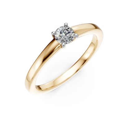 Inel de logodna din aur galben cu un diamant solitaire de 0.2ct