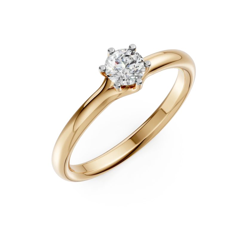 Inel de logodna din aur galben cu un diamant solitaire de 0.3ct