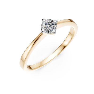 Inel de logodna din aur galben cu un diamant solitaire de 0.3ct