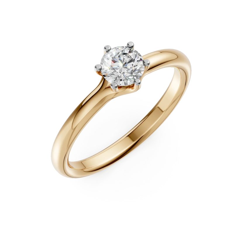 Inel de logodna din aur galben cu un diamant solitaire de 0.4ct