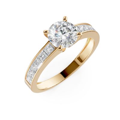 Inel de logodna din aur galben cu zirconii