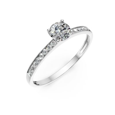 Inel de logodna solitaire pave din aur alb cu zirconii