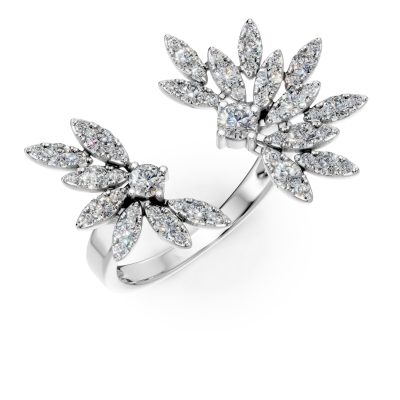 Inel deschis din aur alb cu diamante de 1.1ct