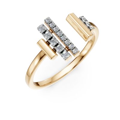 Inel deschis din aur galben cu diamante de 0.1ct
