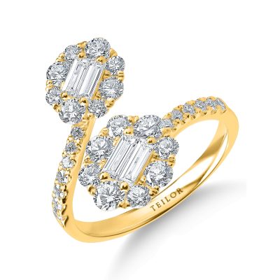 Inel deschis din aur galben cu diamante de 1.5ct