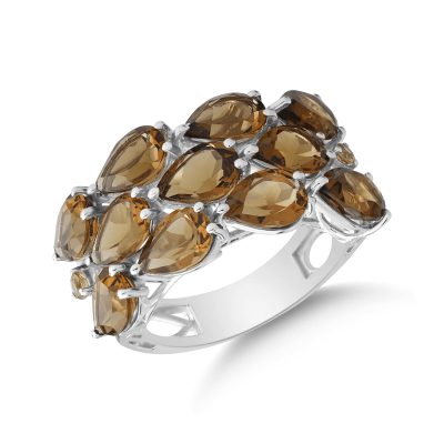 Inel din aur alb cu cuart coniac pear de 7.5ct