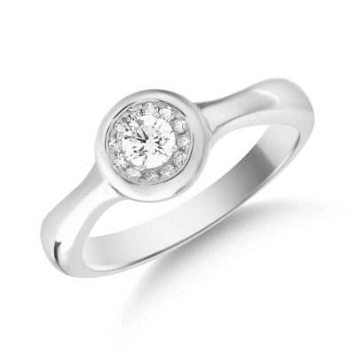 Inel din aur alb cu diamant de 0.04ct si diamante de 0.03ct
