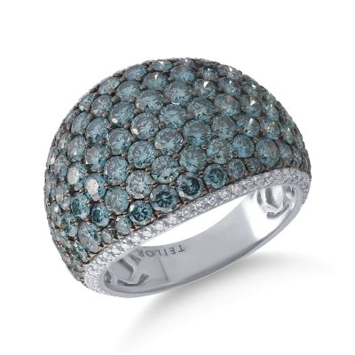 Inel din aur alb cu diamante albastre de 4.05ct si diamante transparente de 0.26ct