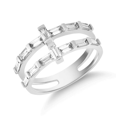 Inel din aur alb cu diamante baguette de 0.7ct