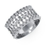 Inel din aur alb cu diamante baguette si pear de 1.77ct